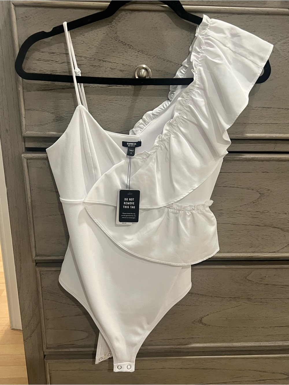 Express White  Ruffle Bodysuit